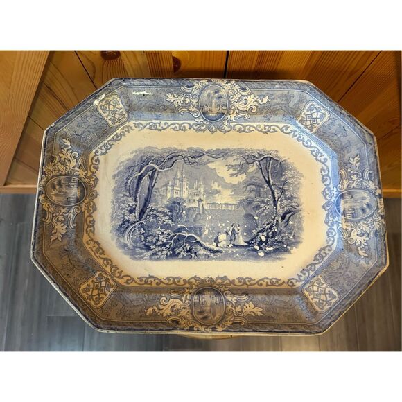 E. Challinor & Co, "Panama" Blue Lg.Platter c1850 (5059) - Picture 1 of 15